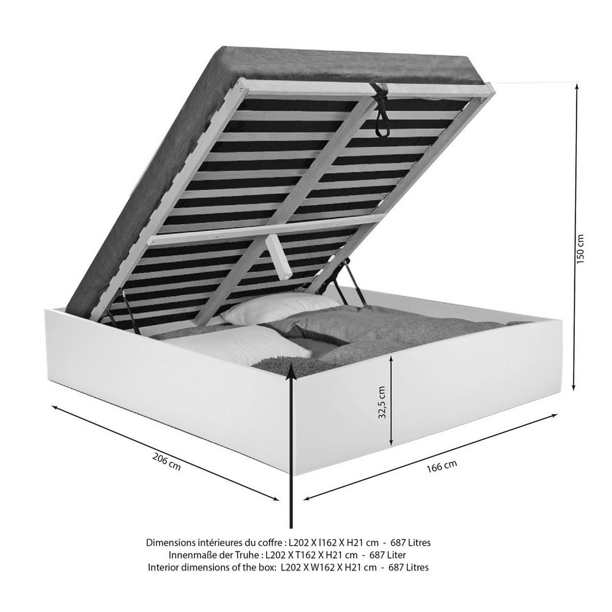 BETTKASTEN BILBAO mit Lattenrost/ Bett 160x200 - Weiß - Weiß, Holzwerkstoff (160/200cm) - Weber Industries