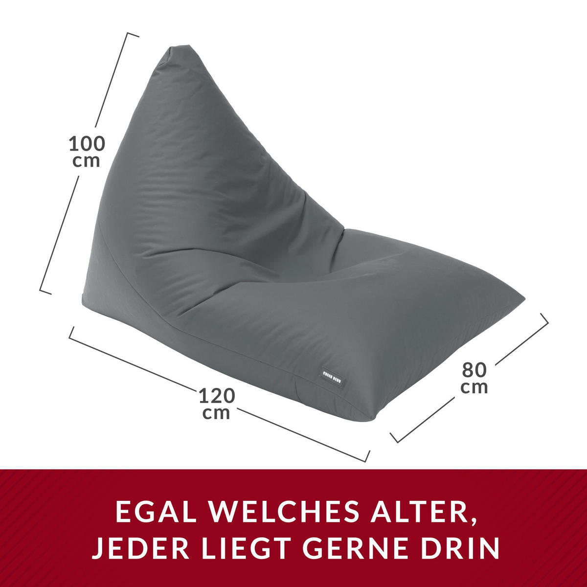 OUTDOOR SITZSACK Triangle 150x100x100cm - Grau, Textil (100/100/150cm) - Green Bean
