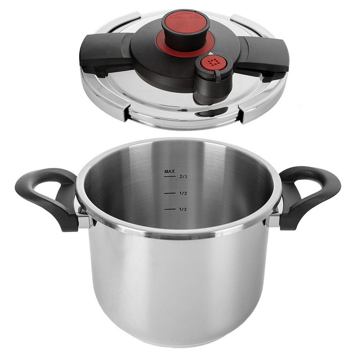 SCHNELLKOCHTOPF Storm mit Automatikverschluss silber - Silberfarben, Metall (7L) - Orion 