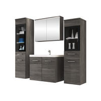 BADMÖBEL-SET Madrit II mit weißer LED Beleuchtung - Anthrazit/Silberfarben, Holzwerkstoff/Kunststoff (132/132/30cm) - MIRJAN24