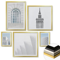 WANDBILDER 5er Set - 50x50 cm & 20x30 cm & 40x60 cm Goldrahmen - Moderne Architekturgeometrie - Goldfarben, Kunststoff (40/60cm) - ArtPrintCave