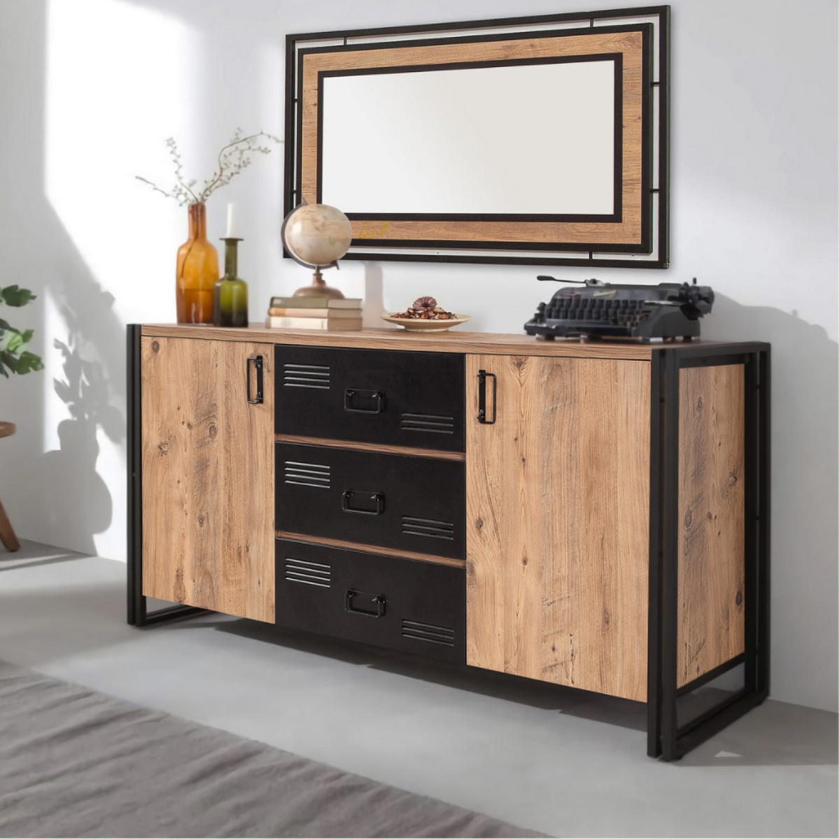 SIDEBOARD Holen Braun Länge 154 cm industriell - Braun, Holzwerkstoff (154/59/48cm) - Concept Usine