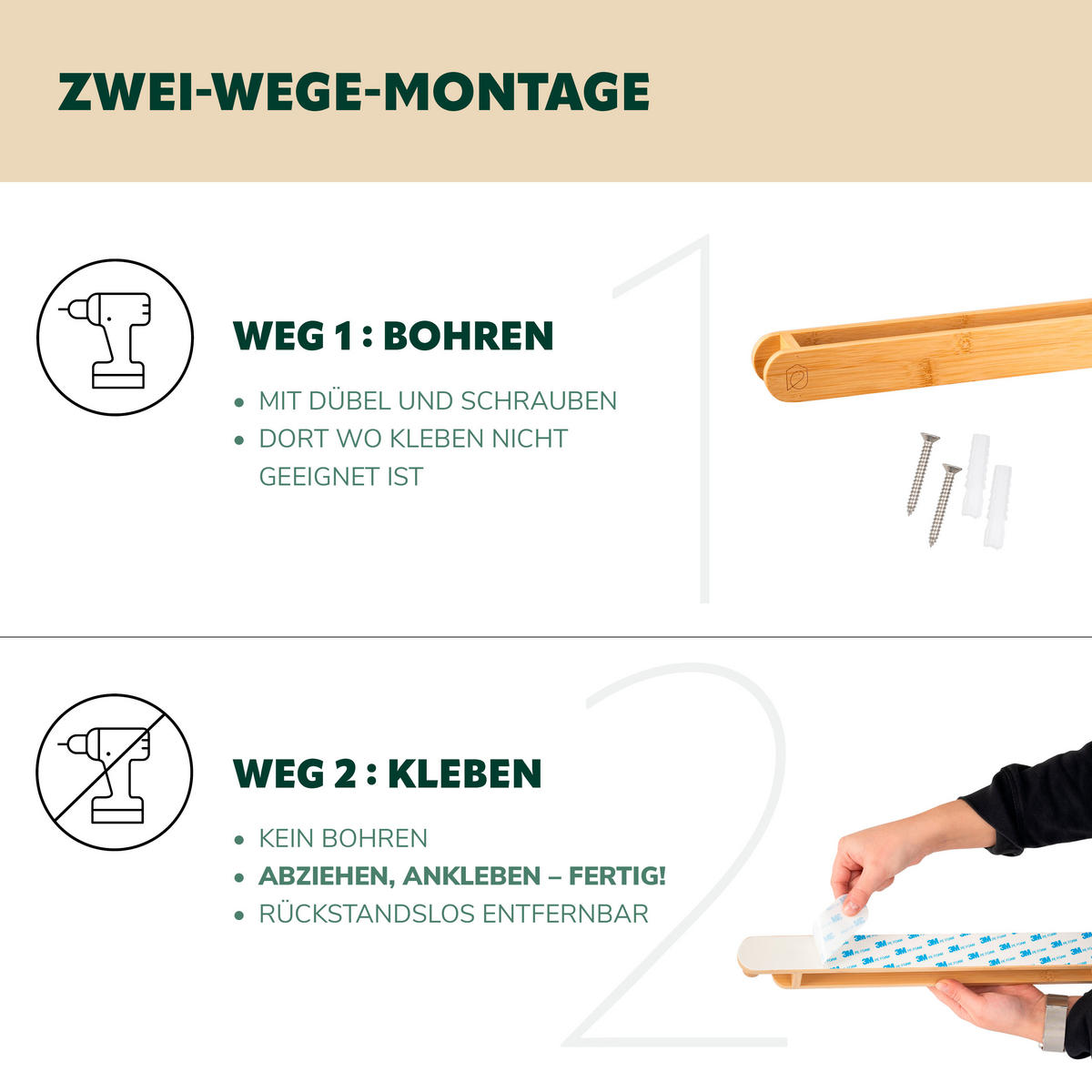 HANDTUCHHALTER, Bambus - Braun, Holz (62/4/5cm) - eluno