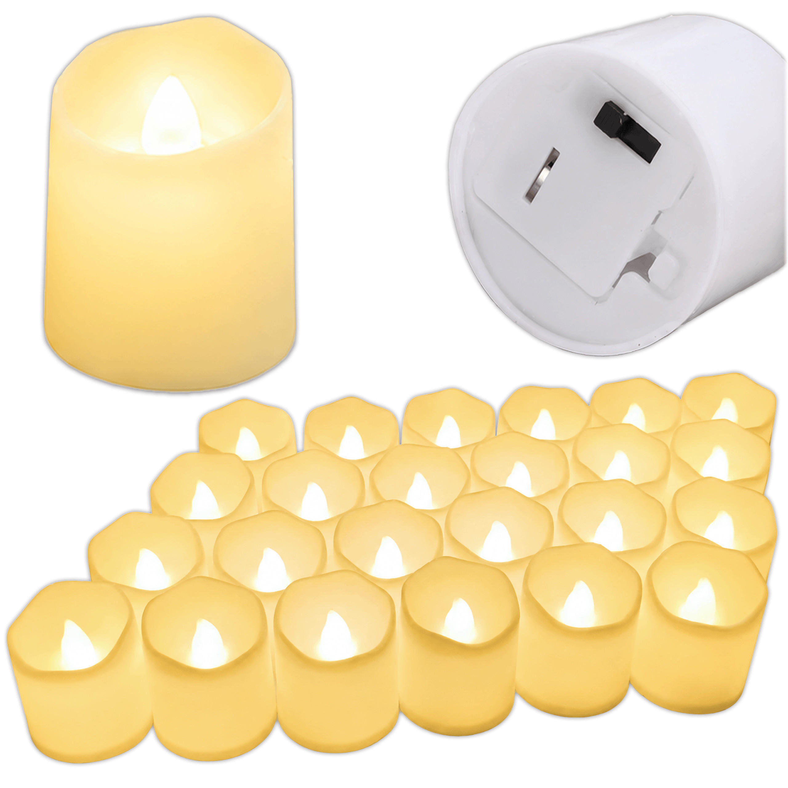 LED-KERZE, Set 24 Teelichter - Gelb, Kunststoff (5/5/5cm) - KRUMAD