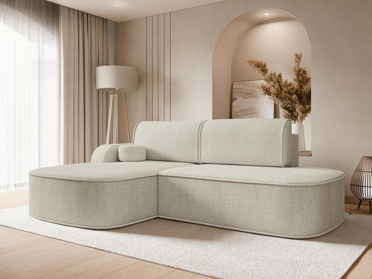 ECKSOFA Koro, Seite: Links - Beige/Schwarz, Holz/Kunststoff (256/177cm) - MIRJAN24
