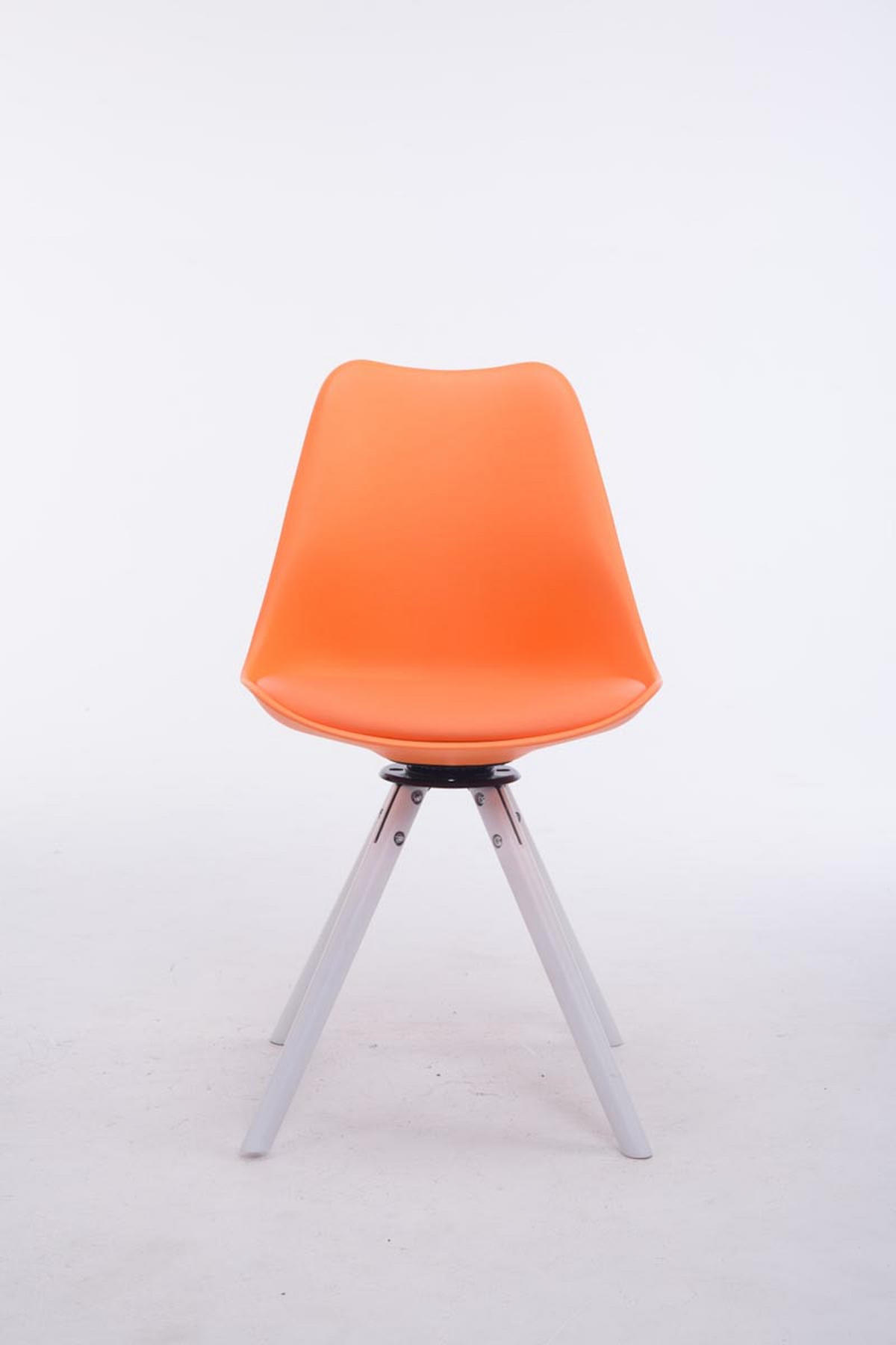 STUHL Lederlook orange - Weiß/Orange, Holz/Textil (48/84/56cm) - CLP