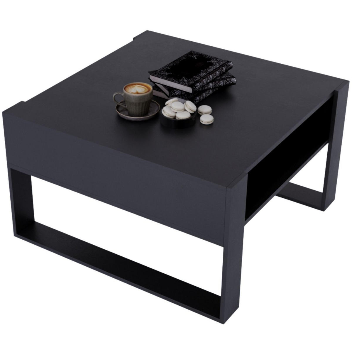 COUCHTISCH Karo_71.5 68/45/71,5 - Schwarz, Holzwerkstoff (72/68/45cm) - RAUMHIRSCH FURNITURE