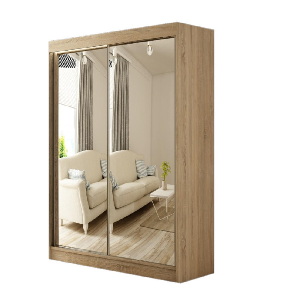 SCHWEBETÜRENSCHRANK Elsa 150 cm mit Spiegel 2-türig, Eiche sonoma - Sonoma Eiche, Kunststoff (150/215/61cm) - Margaret Hadas24