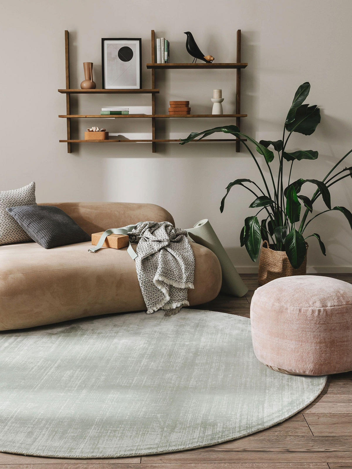 VISKOSETEPPICH rund Nova Mint ø 120 cm rund - Mintgrün, Textil (120/120cm) - benuta Pure