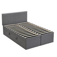 STAURAUMBETT 140/200 cm DE-04557, mit beidseitig zu öffnendem Bettkasten in Grau - Grau, Holzwerkstoff/Metall (140/200cm) - ComfortXL