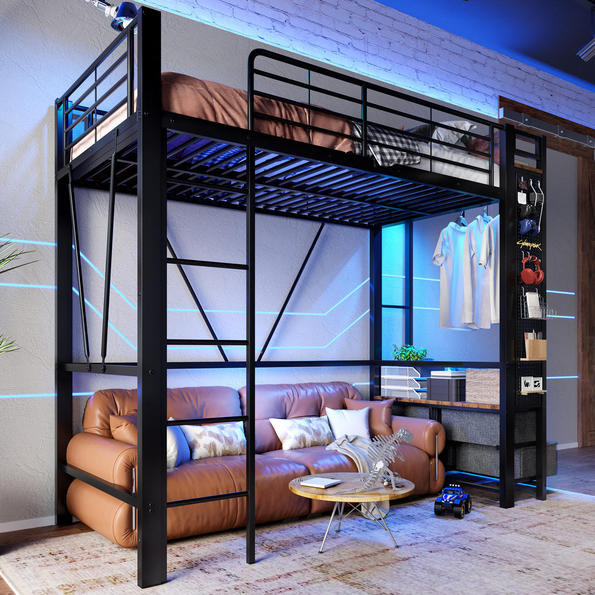 HOCHBETT 90/200 cm Schwarz mit Trockenstab und Einlegeböden aus Eisenrahmen - Schwarz, Metall (90/200cm) - OKWISH