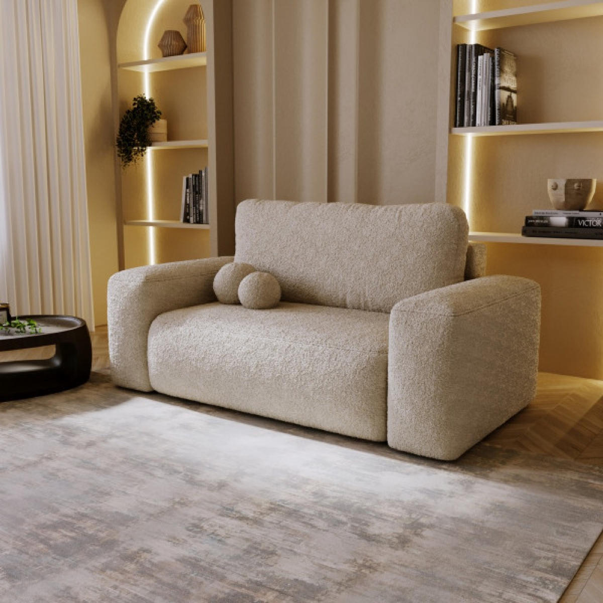 SOFA Hellbeige ILO Mit Schlaffunktion Und Bettkasten - Beige, Textil (190/94/110cm) - Sepro Meble