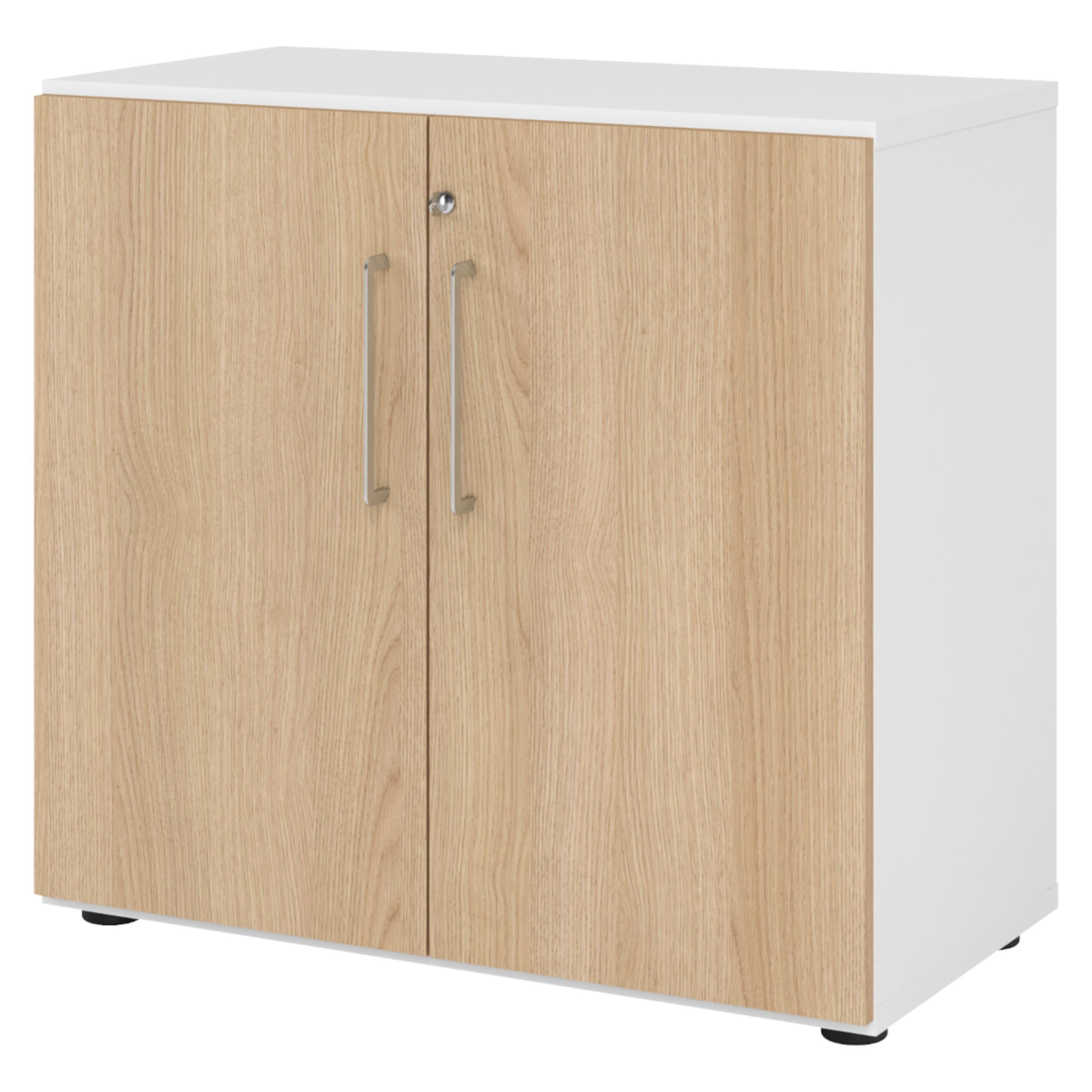 AKTENSCHRANK - 2 Ordnerhöhen 42/80/74,8 cm in Weiß/Eichefarben - Eichefarben/Weiß, Holzwerkstoff (80/74.8/42cm) - bümö