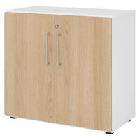 AKTENSCHRANK - 2 Ordnerhöhen 42/80/74,8 cm in Weiß/Eichefarben - Eichefarben/Weiß, Holzwerkstoff (80/74.8/42cm) - bümö
