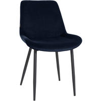 STUHL Samt blau - Blau/Schwarz, Textil/Metall (51/80/60cm) - CLP