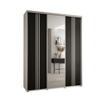 SCHWEBETÜRENSCHRANK 235,2/200/45 3-türig - Silberfarben/Schwarz, Holz/Metall (200/235/45cm) - Abiks Möbel