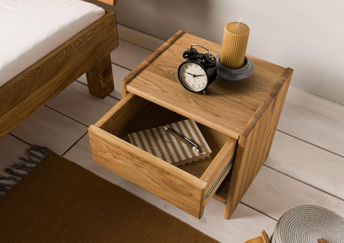 NACHTTISCH Wildeiche 40x33x40 natur geölt TomMe #109 - Braun, Holz (40/40/33cm) - Massivmoebel24