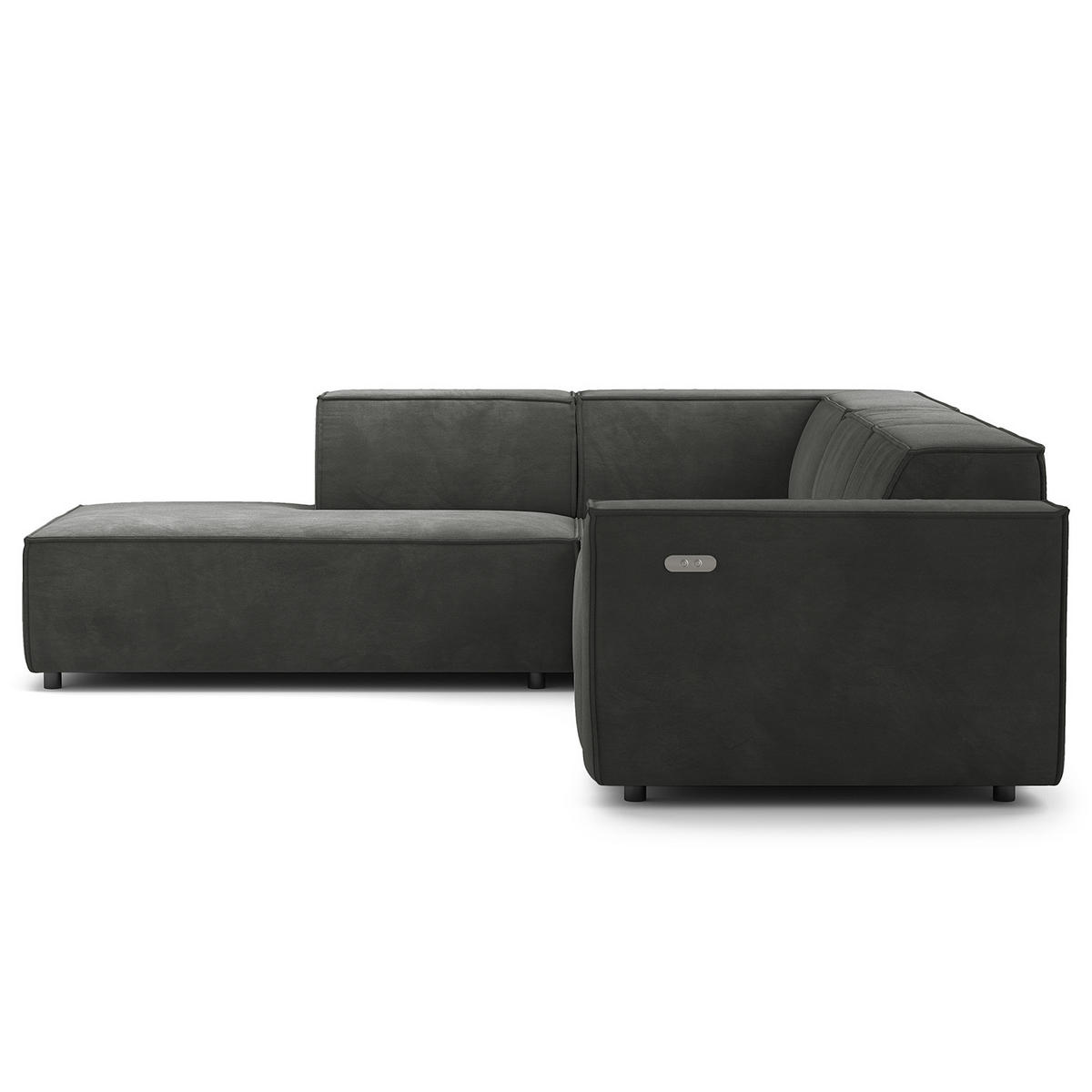 ECKSOFA mit Ottomane - Schwarz/Grau, Kunststoff/Textil (260/234cm) - home24