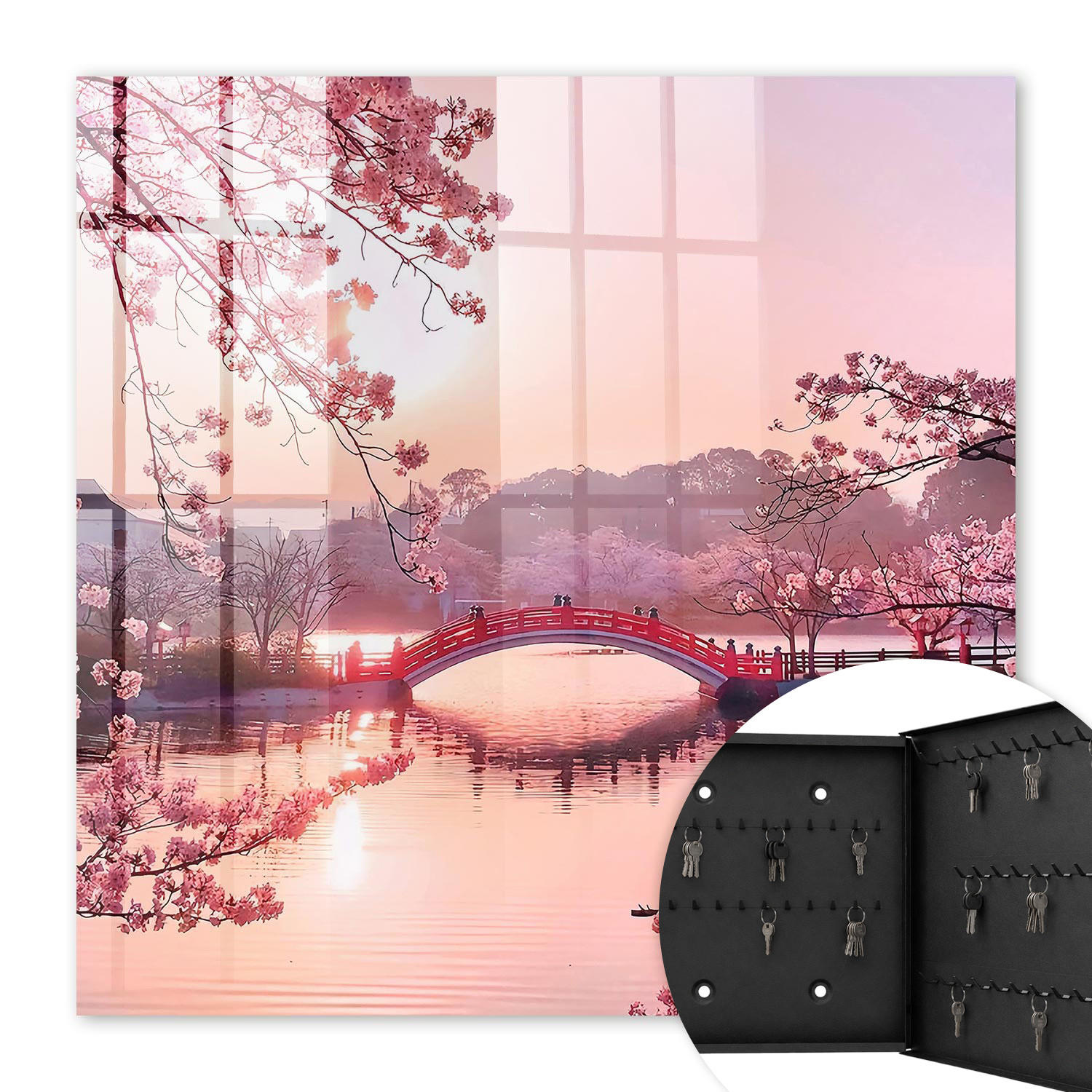 SCHLÜSSELBOX Schwarz 30x30 cm- Türöffnung nach rechts - Springbrücke - Pink, Metall (30/30/5cm) - TULUP