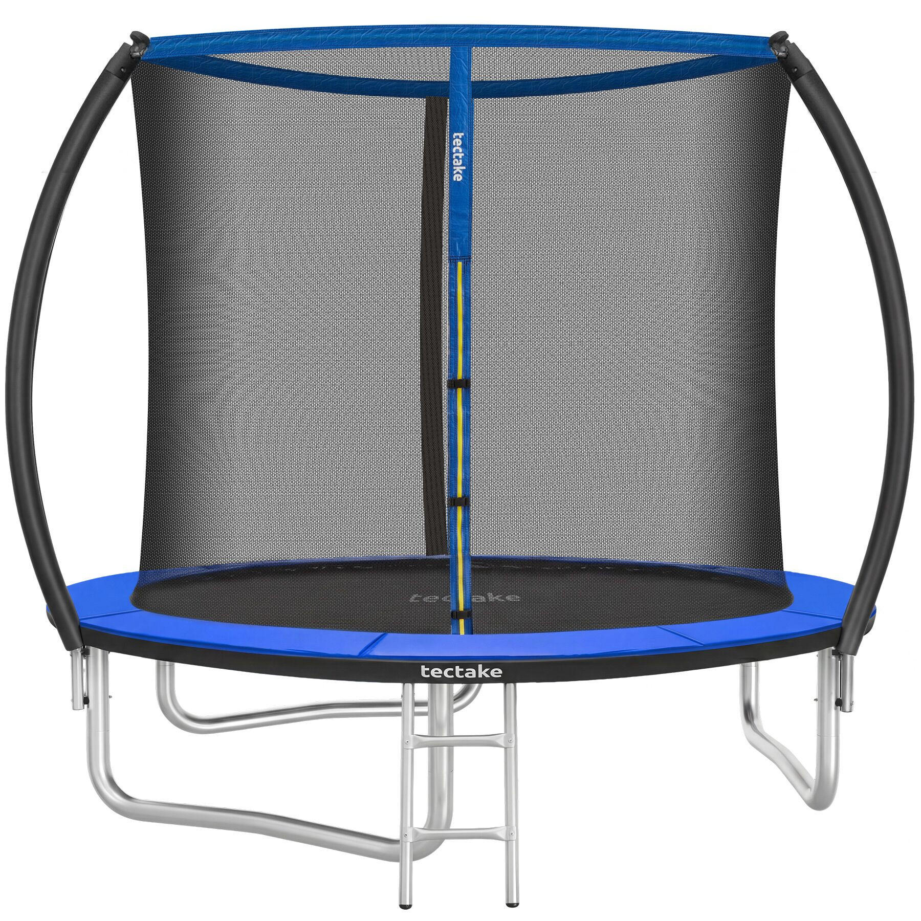 TRAMPOLIN Jumpy, inklusive Einstiegsleiter, schwarz/blau - Blau/Schwarz, Metall (260/250/260cm) - tectake