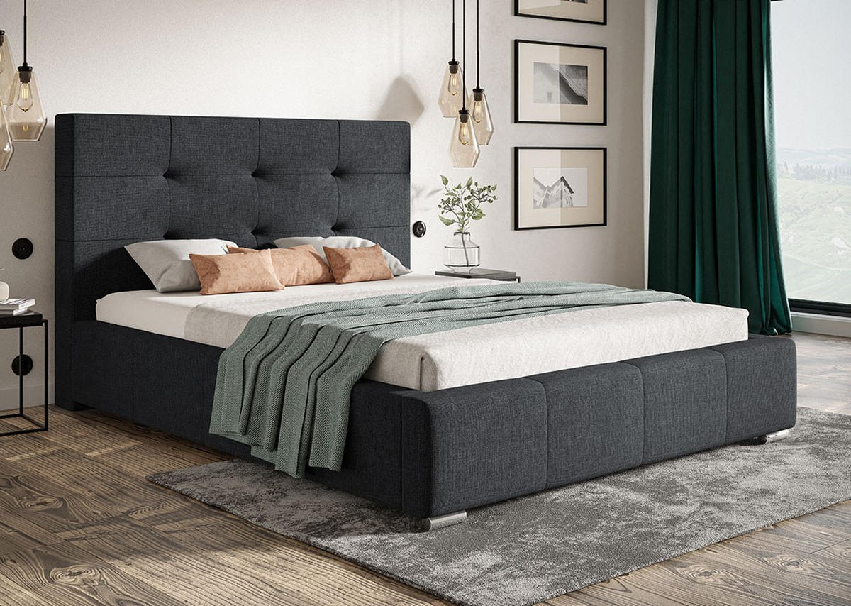 BETT Schwarz BEN 5 180x200 cm - Schwarz, Textil (180/200cm) - Sepro Meble