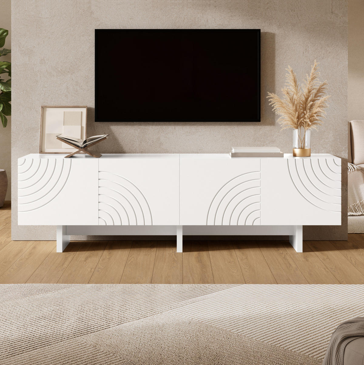TV-LOWBOARD 170/35/50 cm weiß aus MDF und PB mit 4 Türen - Weiß, Holzwerkstoff (170/50/35cm) - OKWISH