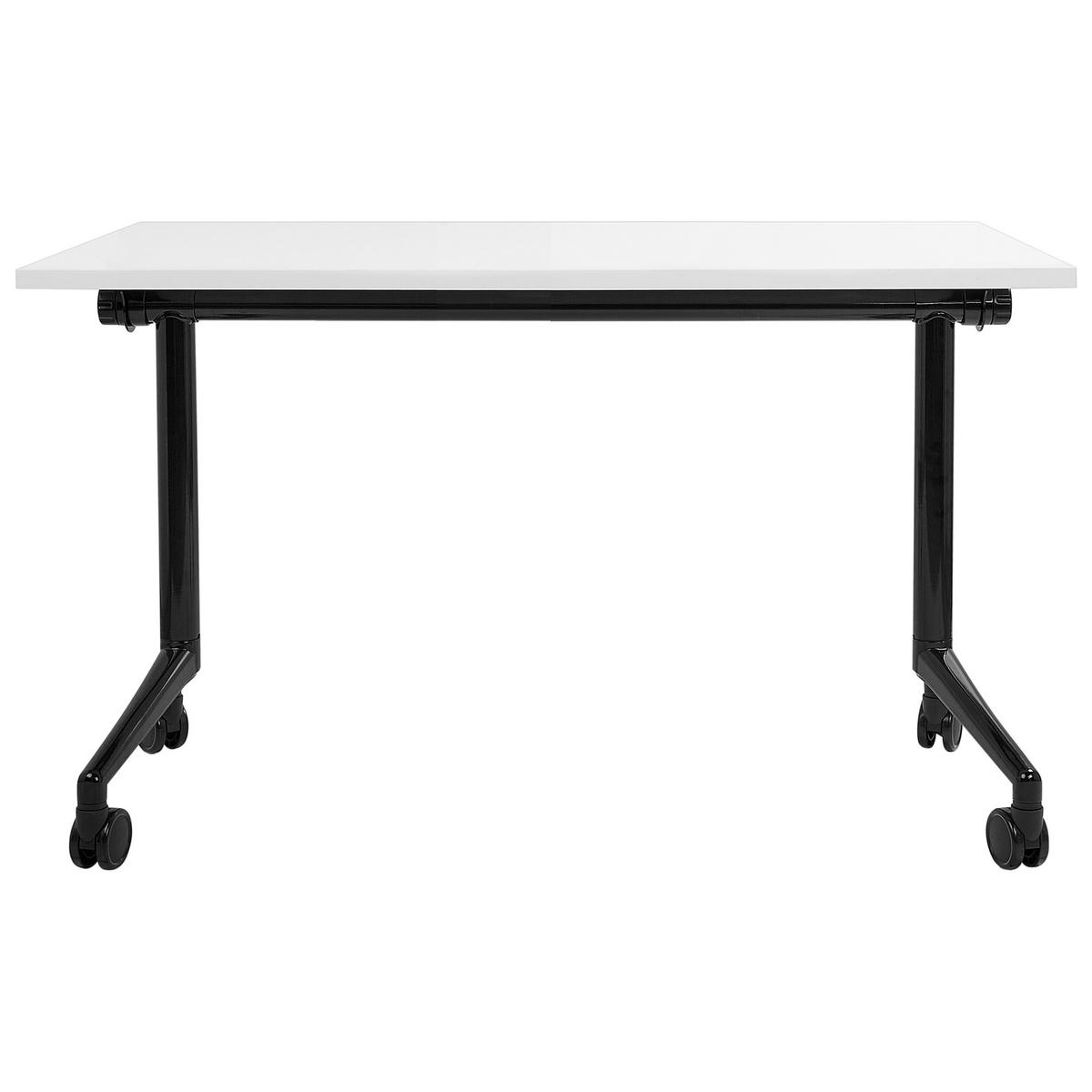 PSACÍ STŮL Skládací Bílý 120/60 cm s kolečky Cavi - bílá/černá, kompozitní dřevo (60/120/75cm) - Beliani