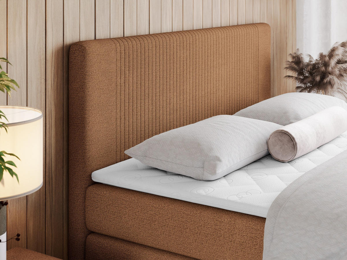 BOXSPRINGBETT KING DOREN 180/200 Orange Struktur - H3 - Orange, Holz/Textil (180/200cm) - MKS