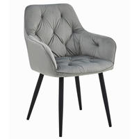 STUHL IRGOLI 1 Stück, Silbergrau, Schwarz, mit Samtstoff gepolstert - Hellgrau, Textil/Metall (56/84/62cm) - Komodee