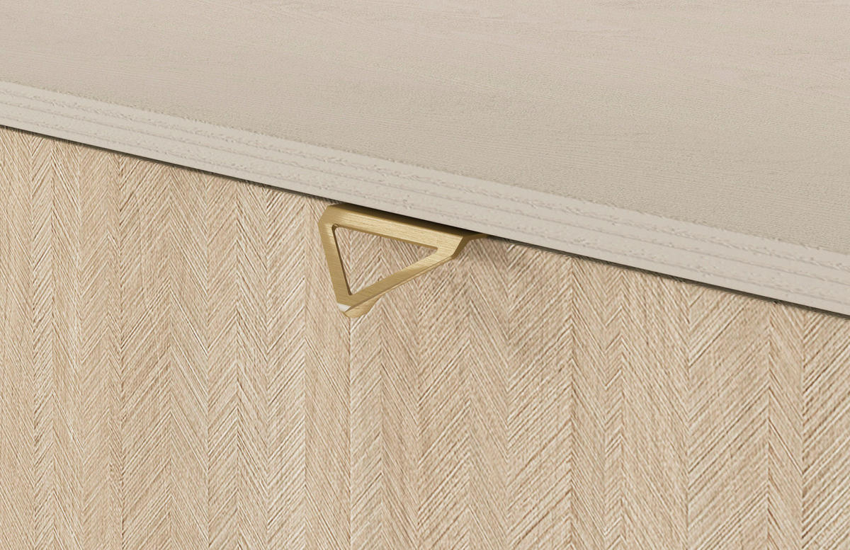 KOMMODE Silva 106 cm in Sandbeige + Scandi-Fischgrätmuster mit Schubladen - Beige/Goldfarben, Holz/Holzwerkstoff (106/81/38cm) - Ravio