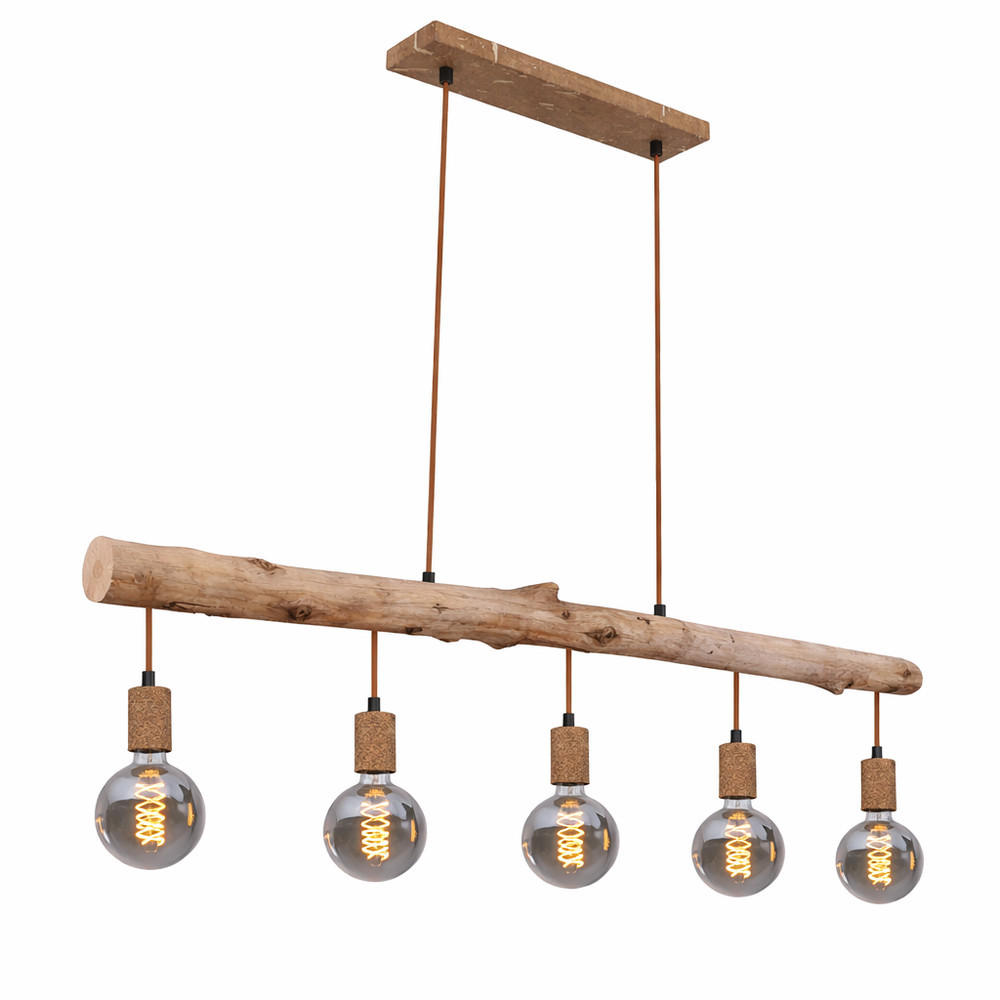 HÄNGELEUCHTE Holzoptik Braun Rostfarben - Braun, Holz (100/8.5/140cm)