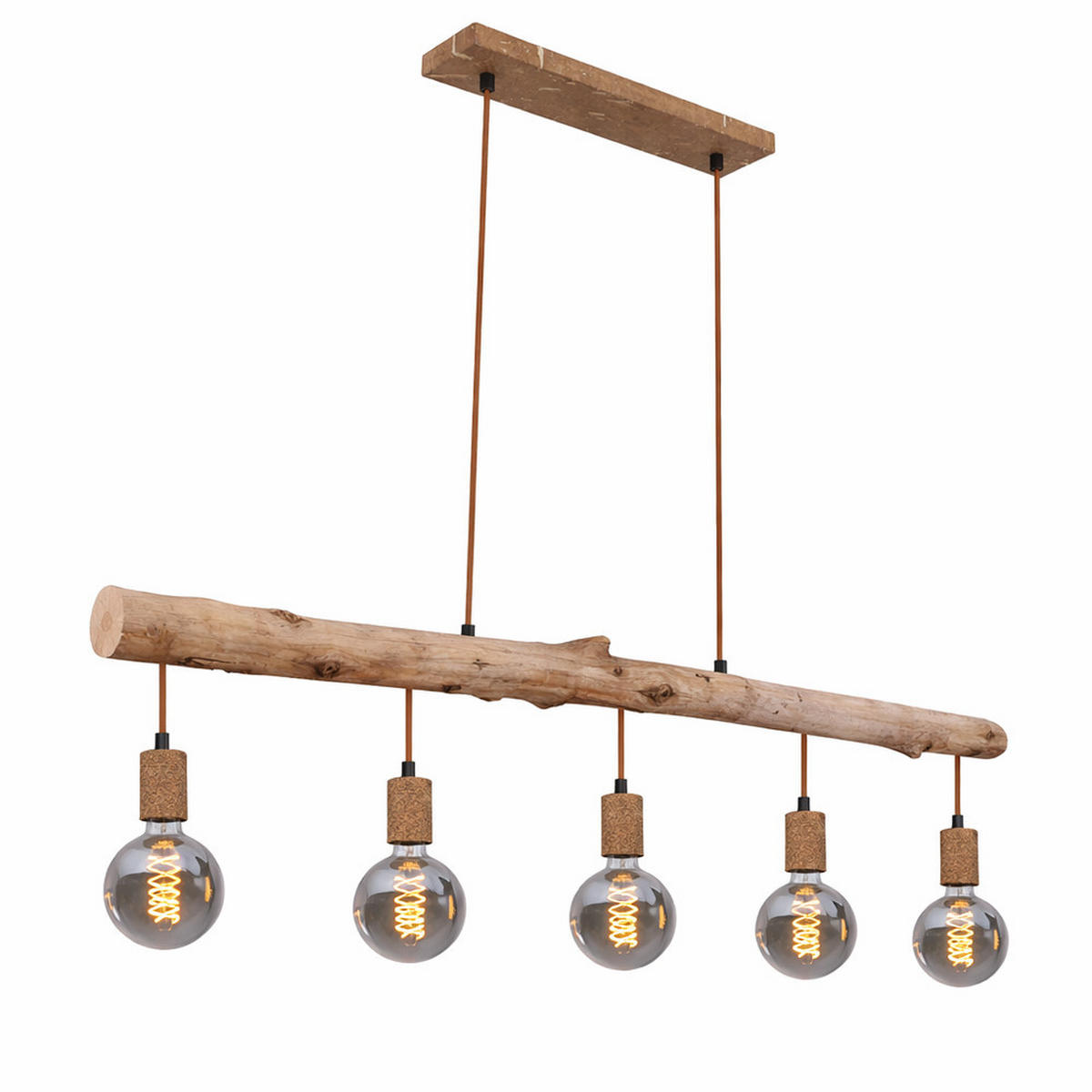 HÄNGELEUCHTE Holzoptik Braun Rostfarben - Braun, Holz (100/8.5/140cm)