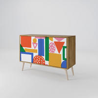 SIDEBOARD GEOMETRIC GLIMMER, Eicheneffekt, 111x42x77,5 cm, 2 Türen - Eichefarben/Buchefarben, Holzwerkstoff/Buchenholz (111/77.5/42cm) - SpaceRebels