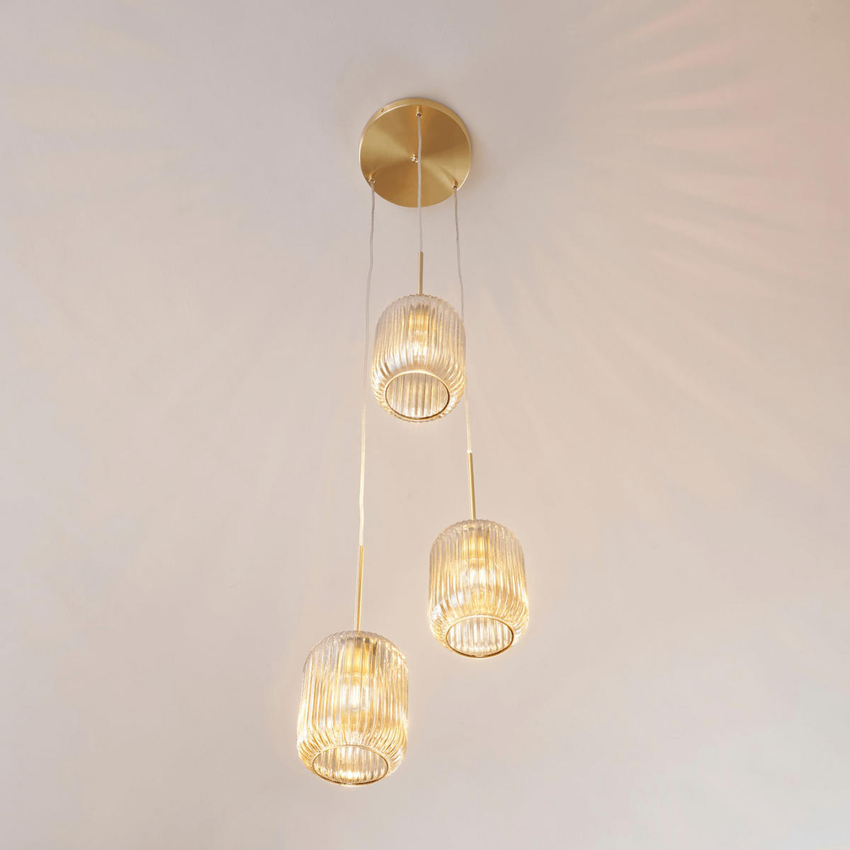 HÄNGELEUCHTE Rosalia, Bernstein und Gold, 40cm - Goldfarben, Glas (34.5/32/40cm) - KOSILUM