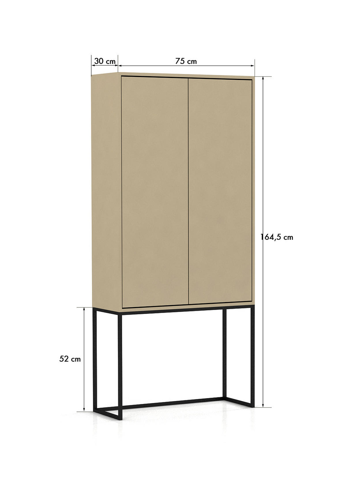 HIGHBOARD 2 Türen aus MDF in Taupe LENNON - Taupe, Holzwerkstoff (75/164/30cm) - RNT By Really Nice Things