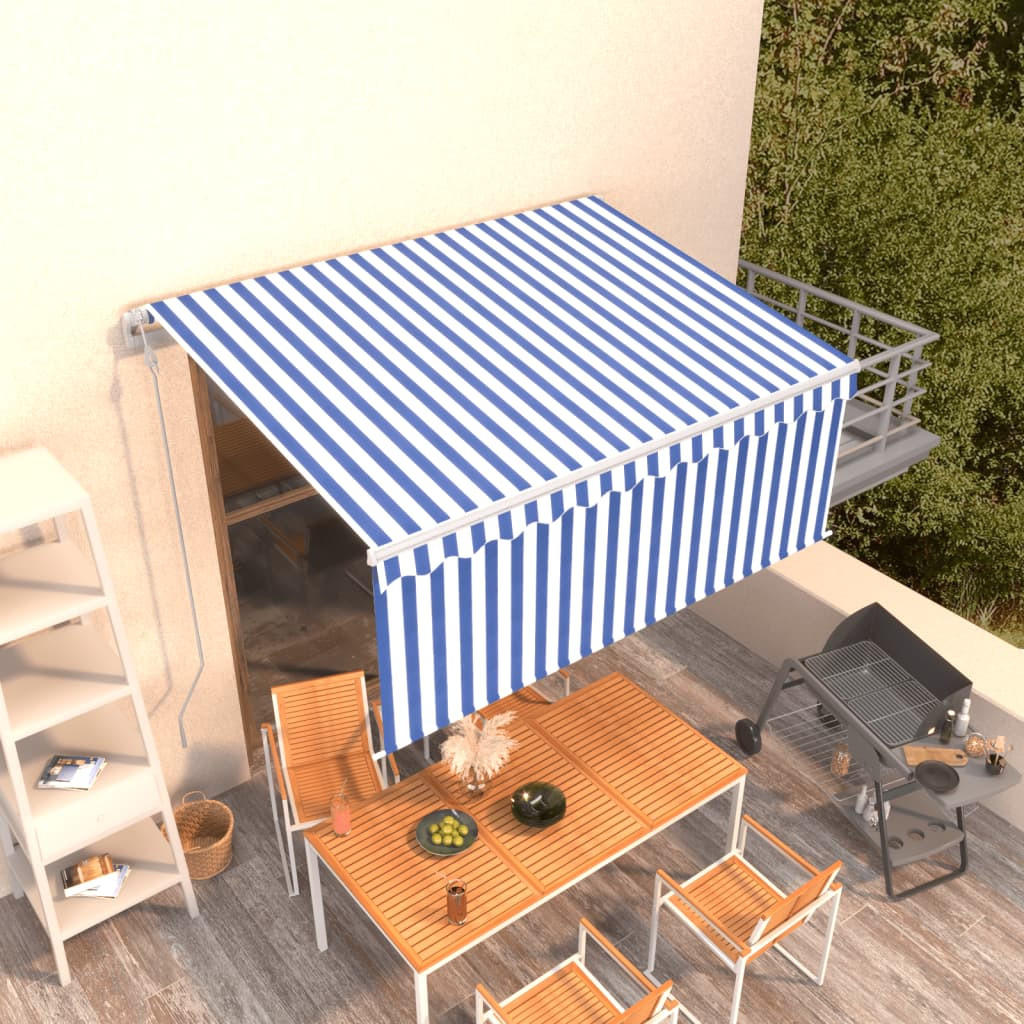 MARKISE Automatisch Einziehbar mit Volant 3x2,5 m Blau - Blau, Metall (300/1/300cm) - furnicato