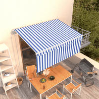 MARKISE Automatisch Einziehbar mit Volant 3x2,5 m Blau - Blau, Metall (300/1/300cm) - furnicato