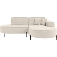 ECKSOFA Hana Loft 3-Sitzer Ecke Rechts, Boucle, Creme 241/80/168 cm - Schwarz/Weiß, Textil/Metall (241/168cm) - WFL GROUP