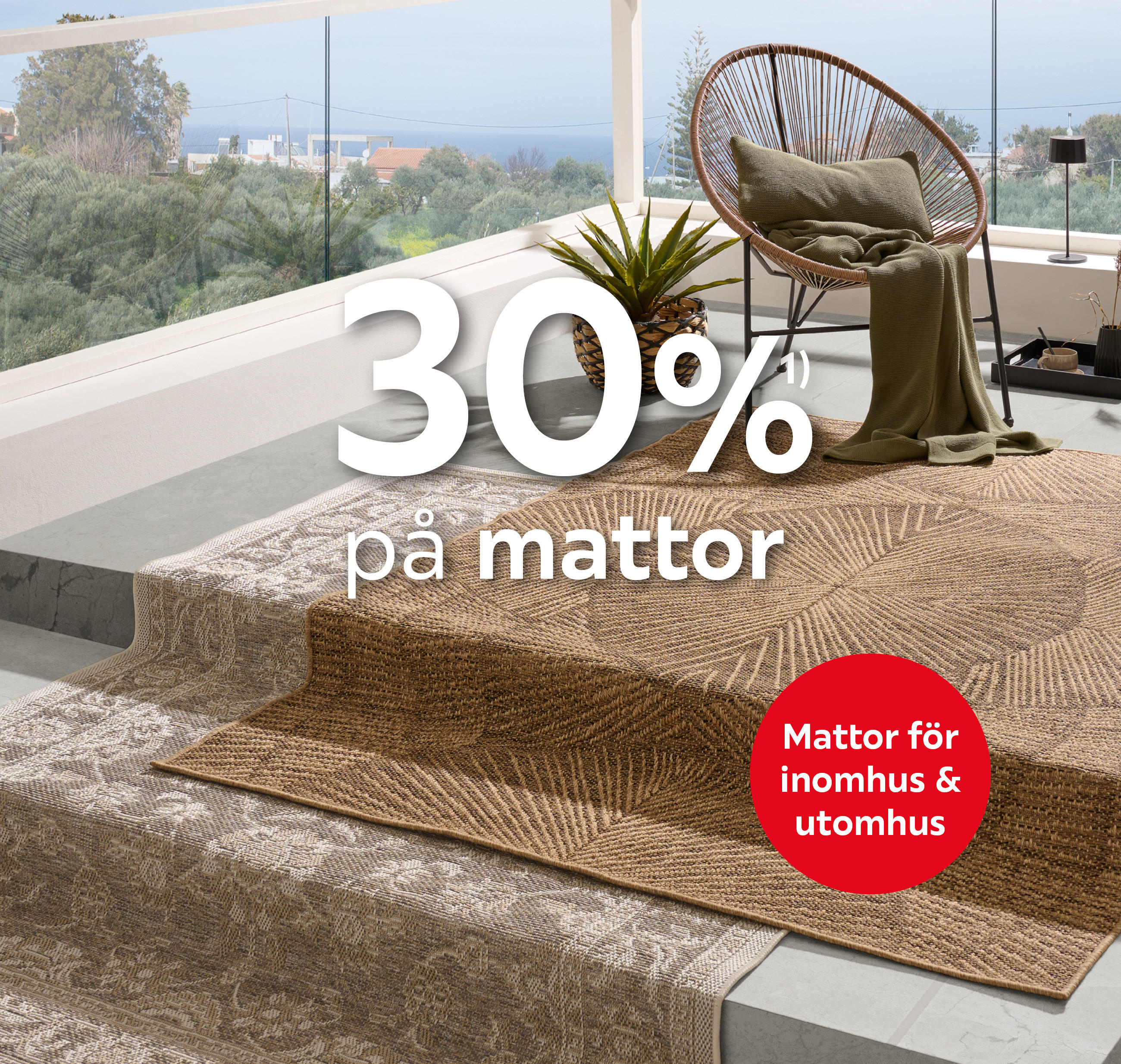 30%¹⁾ på mattor