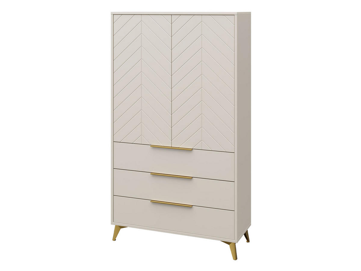 KLEIDERSCHRANK Xylix 2D3SZ - Beige/Goldfarben, Holzwerkstoff/Metall (104/180/40cm) - MIRJAN24