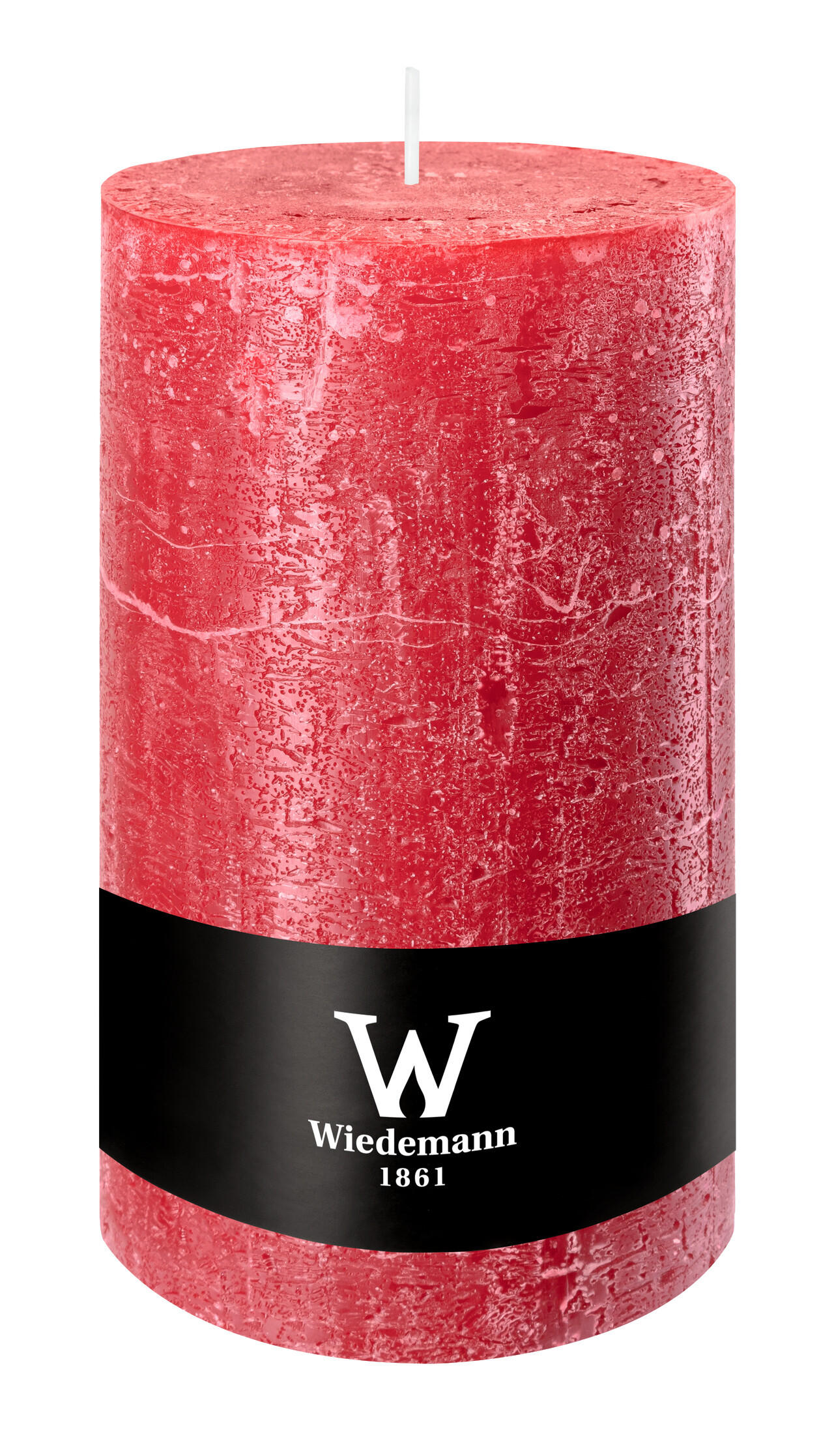 STUMPENKERZE Rustik Marble Style Rubin Rot 190 x Ø 100 mm, 1 Stück - Rot, Paraffin (10/19cm) - Wiedemann Kerzen