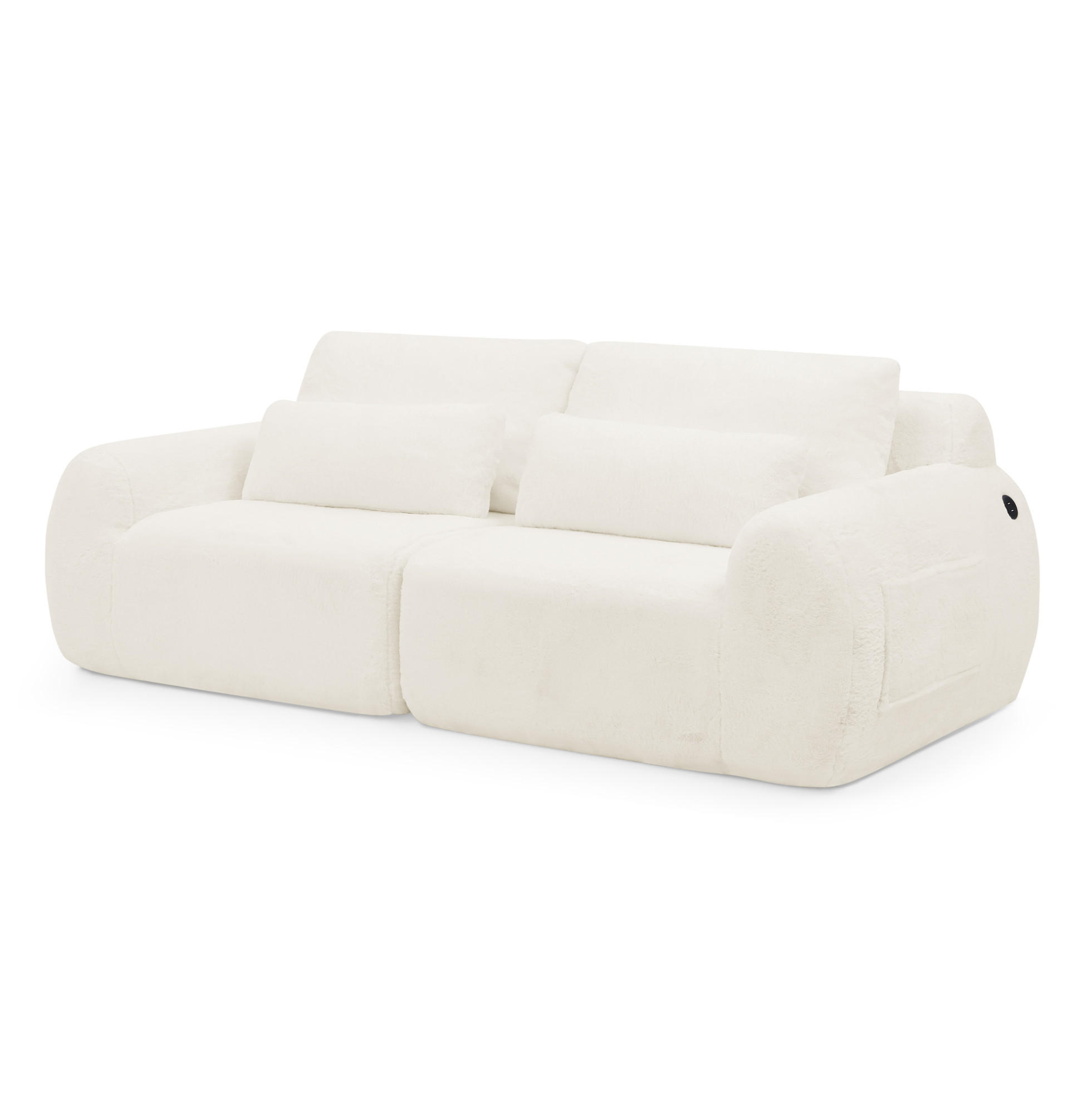 2-SITZER SOFA mit USB-Anschluss und Magazintasche Beige - Beige, Kunststoff (208/81/101cm) - Meubliv