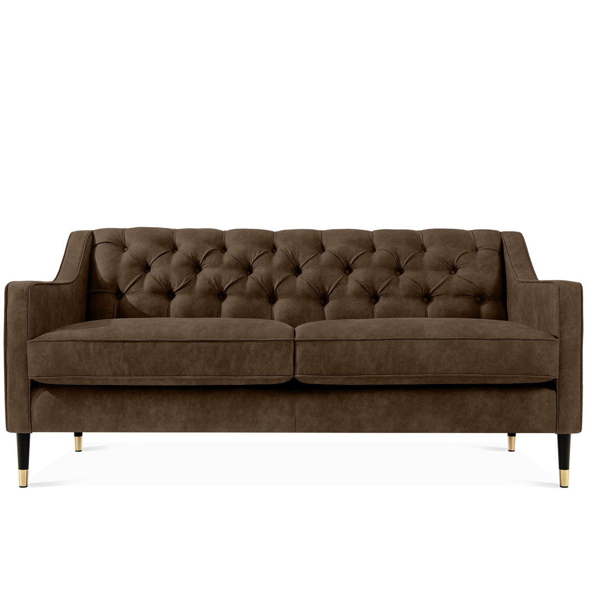 2-SITZER-SOFA NOMUS gesteppt, Dunkelbraun - Wengefarben/Dunkelbraun, Holzwerkstoff (170/78/80cm) - KONSIMO®
