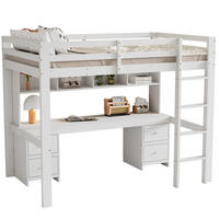 HOCHBETT 90/200 cm aus Kiefer und MDF mit Schreibtisch und Stauraum Weiß - Weiß, Holz (90/200cm) - Modenvie