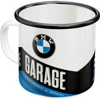 EMAILLE-BECHER 360 ml BMW Garage - Blau/Schwarz, Metall (0.36L) - Nostalgic-Art