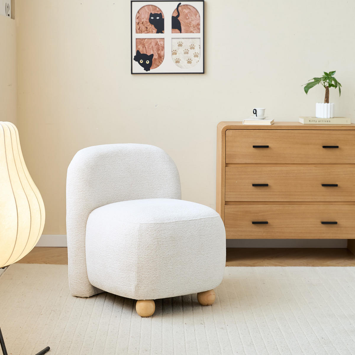 SESSEL Holz Beige - Rot, Holz (57/62/61cm) - Nordlys