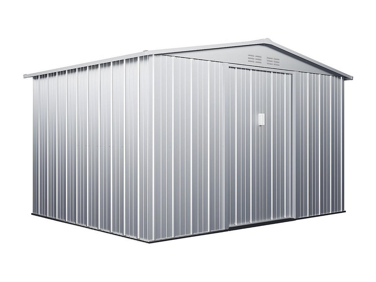 SCHREBERGARTENHAUS - 302 cm x 235 cm - metall - hellgrau Linus - Hellgrau, Metall (302/195/235cm) - Vente-Unique