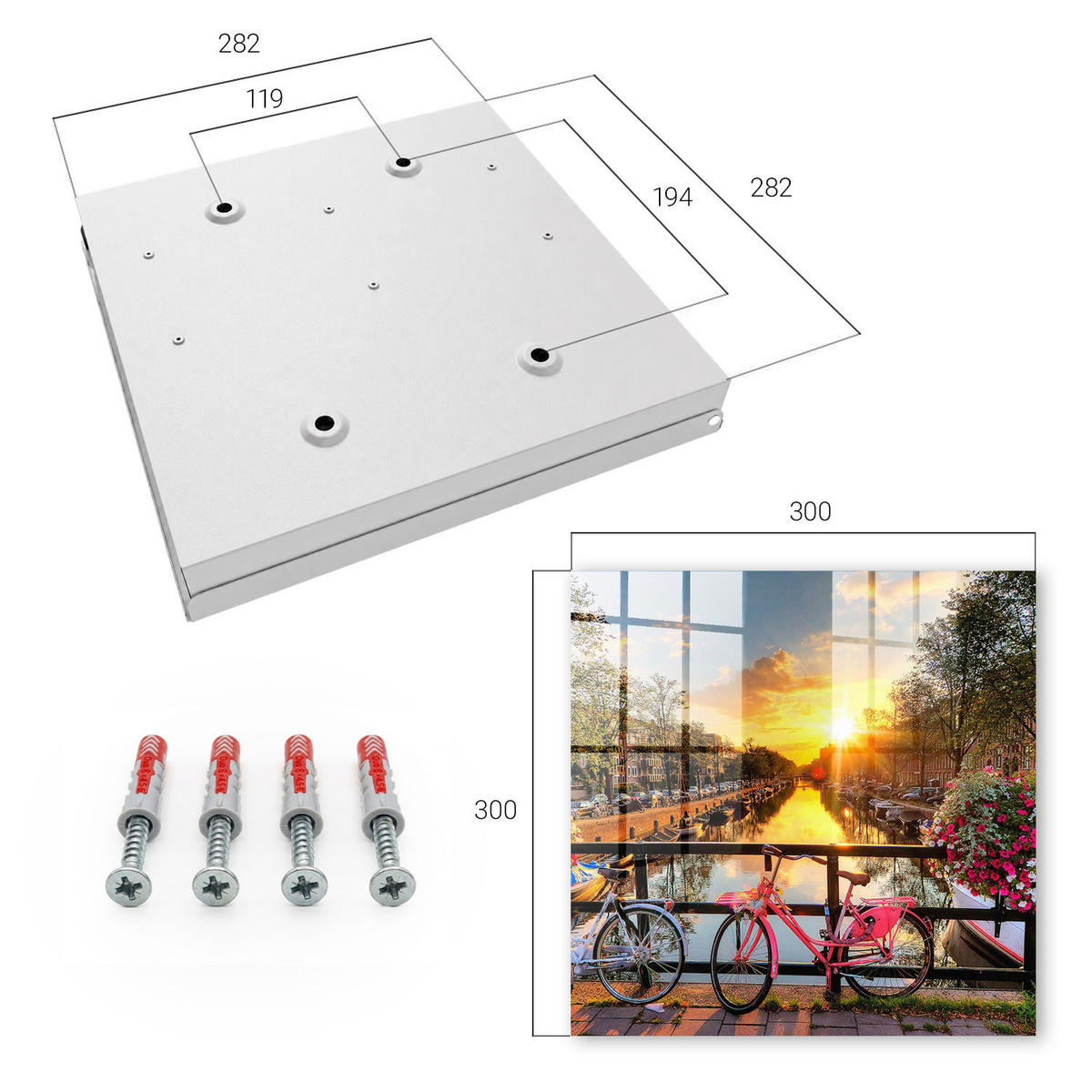 SCHLÜSSELBOX Weiß 30x30 cm – Türöffnung nach rechts - Urban West - Orange, Metall (30/30/5cm) - TULUP
