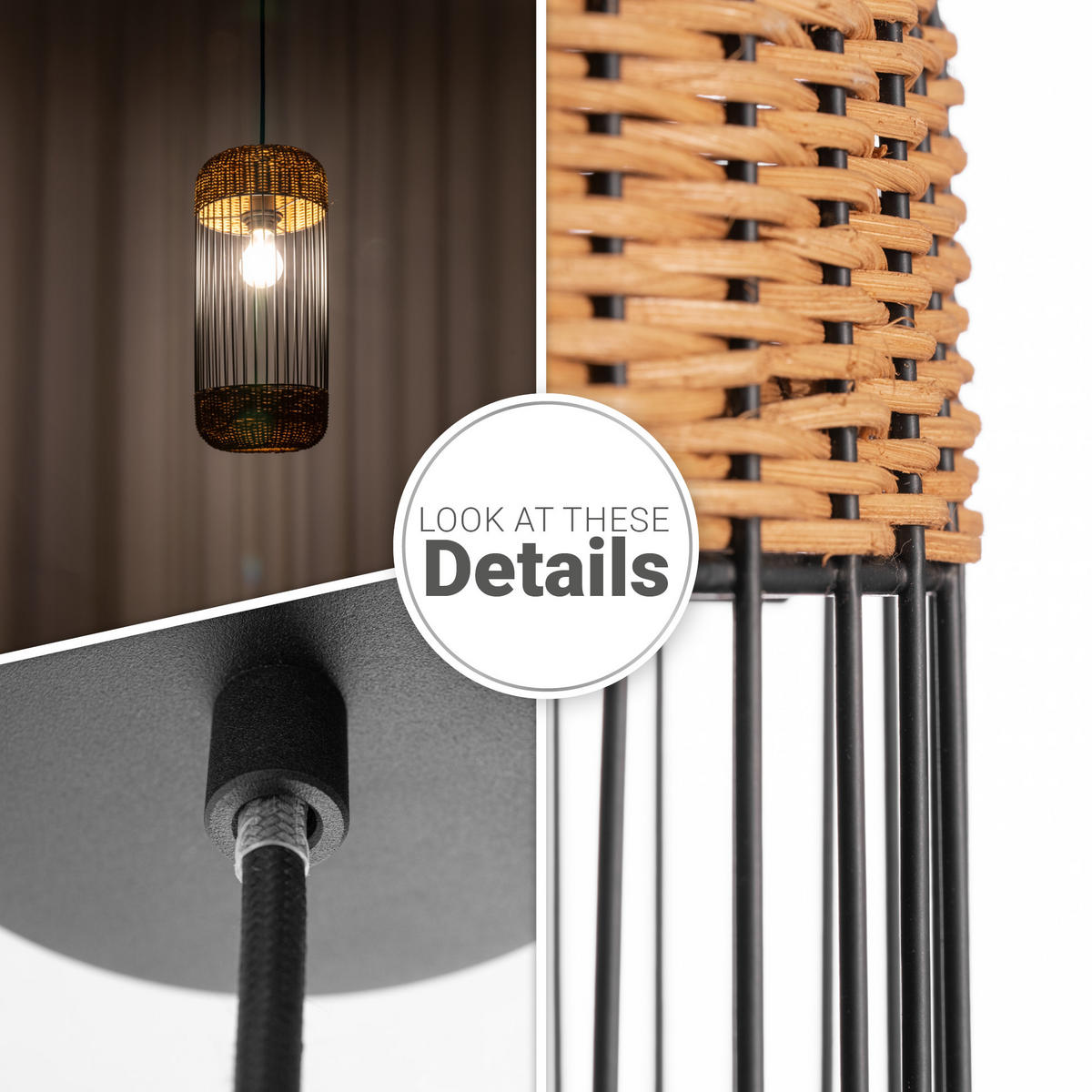 PENDELLEUCHTE Pusta - Schwarz, Metall (19/19/40.4cm) - Paco Home