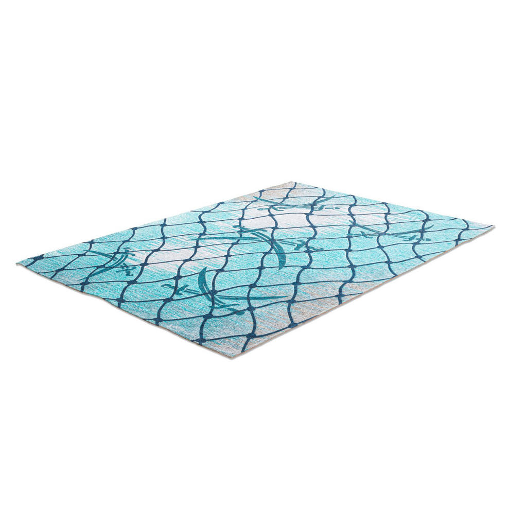 Thumbnail - Sansibar Sylt Flachwebteppich, Türkis, Textil, Wasser/Strand/Meer, Rechteckig, 80x160 cm, Oeko-Tex®, für Fußbodenheizung...
